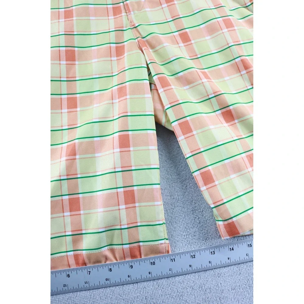 Nike Golf Shorts Mens 34 Orange Green Plaid Dri-FIT Standard Fit CI9803-251